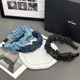 Yves Saint Laurent YSL Retro Pleated Denim Headband-6245  